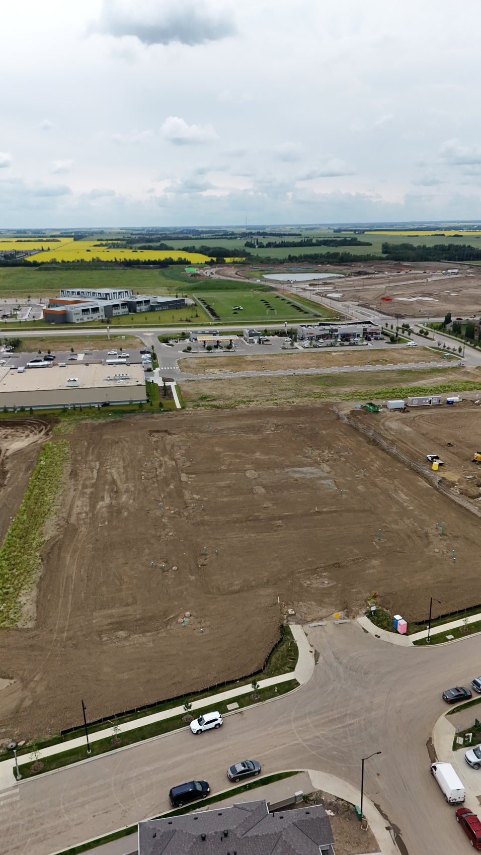 Aerial overview of land development site Edmonton