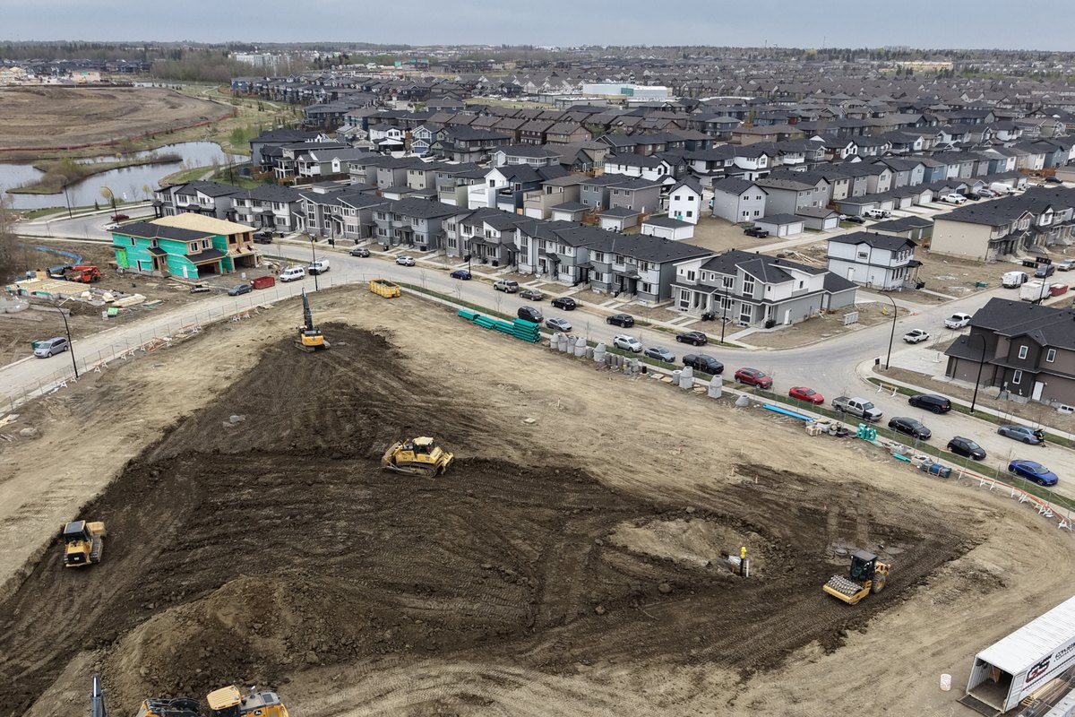 Aerial overview of civil earthworks and grading