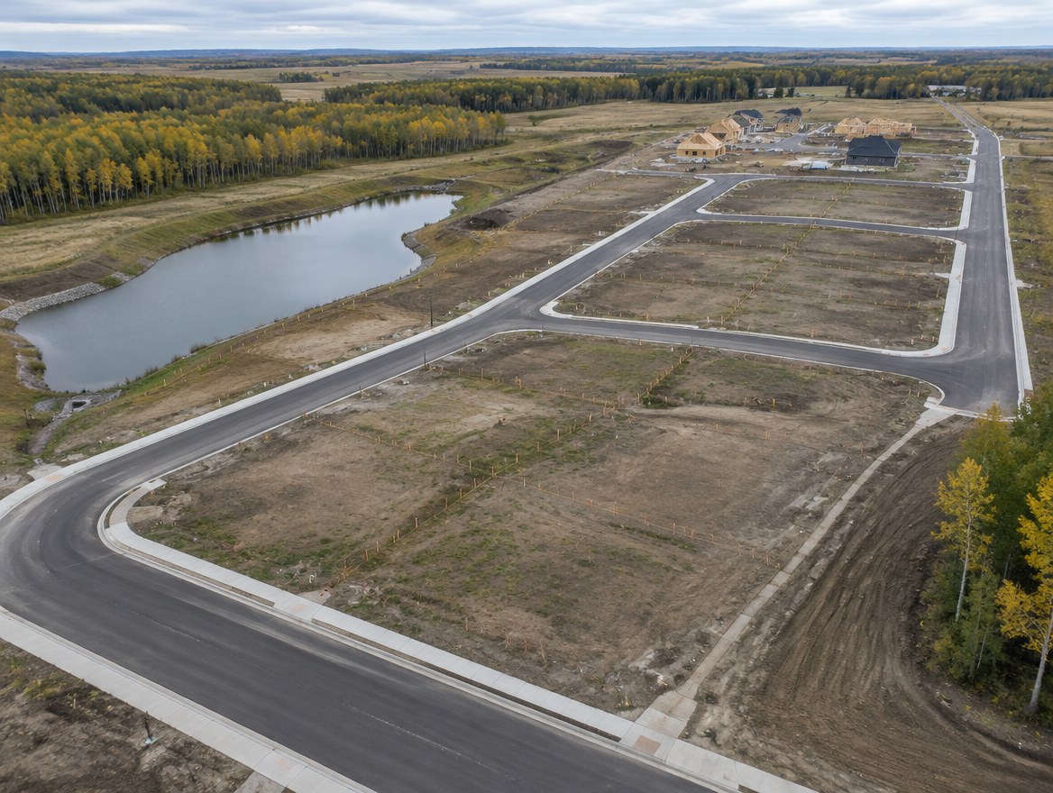 Aerial of new subdivision roads and lots